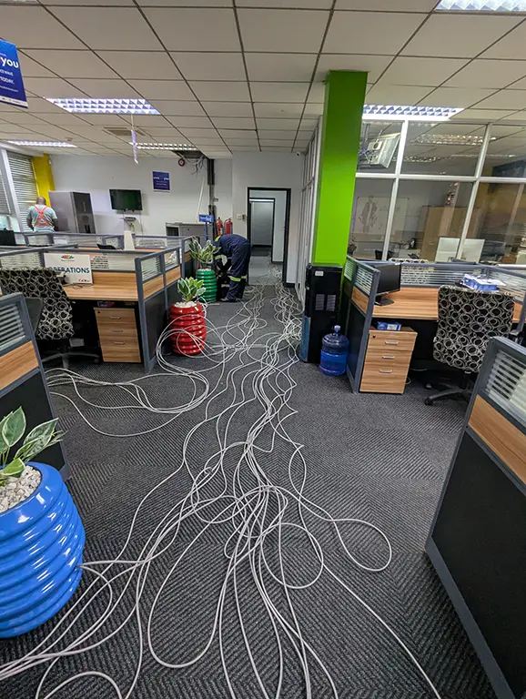 Profout network cabling installation across an office