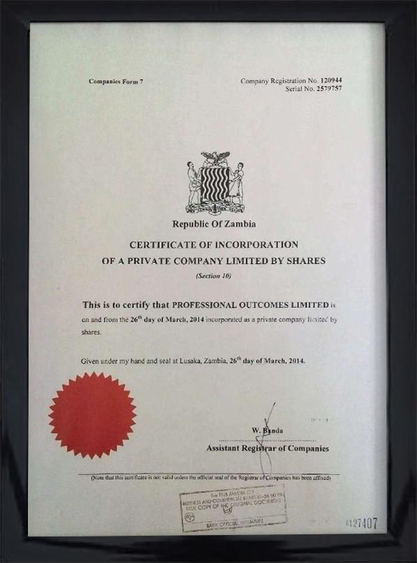 Certification of Incorporation