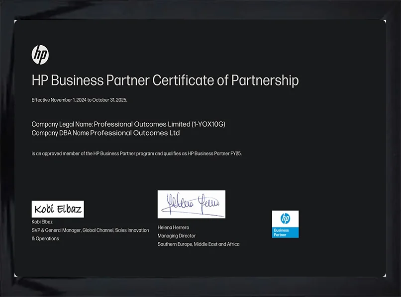 HP Business Partner Certificate of Partnership